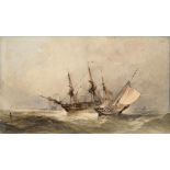 ATTRIBUTED TO HENRY BARLOW CARTER (1795-1867) A STORM AT SEA  watercolour, 26 x 45cm, unframed++