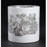 A LIVERPOOL ENAMEL PRINTED COFFEE CAN, PHILIP CHRISTIAN & CO, C1765-68  with the Rock Garden