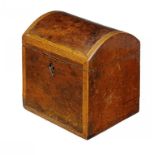 A GEORGE III YEW WOOD AND BURR YEW TEA CADDY, C1800   11.5cm w++The interior untidy with powdered