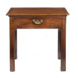 A GEORGE III MAHOGANY ARCHITECT'S TABLE, C1770  with hinged top and retractable candle stands, brass