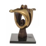 † STEPHEN BROADBENT (1962-) CHALLENGE  bronze, partly polished, on granite plinth, signed, dated