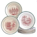 A SET OF SIX AND A FURTHER PART SET OF BRITISH EARTHENWARE ENGLAND'S DEFENDERS SERIES CHILDREN'S