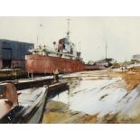 † BRIAN CHRISTY LANCASTER (1931-2005) DRY DOCK  signed, watercolour, 32.5 x 42cmExhibited: Royal