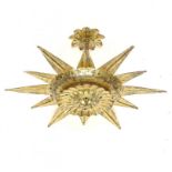 A GOLD PAINTED METAL CEILING LIGHT BY OLIVER MESSEL, C1960   in the form of a twelve pointed star,