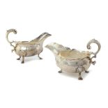 A GEORGE II SILVER SAUCE BOAT AND A SIMILAR GEORGE III SILVER SAUCE BOAT  16cm l, both London, marks