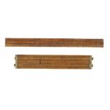 A ENGLISH BOXWOOD GAUGER'S RULE  WITH FOUR SIDES AND A BOXWOOD DOUBLE SLIDE RULE BY DRING & FAGE,