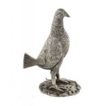 COCK FIGHTING.  A GEORGE V CAST SILVER FIGHTING COCK NOVELTY PEPPER CASTER by F C and F W Britten,