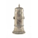 A GEORGE V SILVER LIGHTHOUSE CASTER IN WILLIAM AND MARY STYLE  19cm h, by Page, Keen & Page,