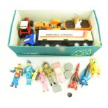 A QUANTITY OF LLEDO DIE CAST VINTAGE VANS AND OTHER TOYS