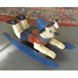 A CARVED AND PAINTED WOOD PINOCCHIO ROCKING HORSE