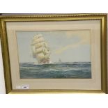 WILFRED KNOX A SHIP AT SEA SIGNED AND DATED 1919, WATERCOLOUR