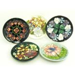 FIVE MOORCROFT DISHES