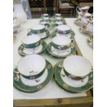 A COPELAND GREEN AND GILT OEIL DE PERDIX TEA AND COFFEE SERVICE