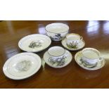 A QUANTITY OF NEW HALL BAT PRINTED TEA WARE, EARLY 19TH CENTURY