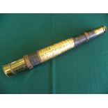 A VICTORIAN LACQUERED BRASS REFRACTING TELESCOPE WITH LEATHER SLEEVE