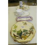 A SMALL COLLECTION OF COPELAND SPODE, EARTHENWARE AND BONE CHINA INCLUDING AN OCTAGONAL PLATE
