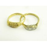 TWO DIAMOND RINGS IN 18CT GOLD, BIRMINGHAM 1906 THE OTHER MARKED 18CT PLAT, 5.2G
