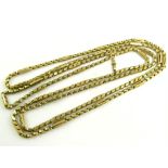 A VICTORIAN GOLD MUFF CHAIN, MARKED 9C, 63G
