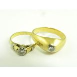 TWO DIAMOND SOLITAIRE RINGS IN GOLD, 18CT GOLD, 9.5G