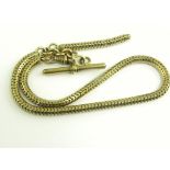 A GOLD BRAZILIAN CHAIN WITH T BAR, 28G