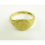 AN 18CT GOLD SIGNET RING, BIRMINGHAM 1908, 4G