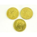 GOLD COINS.  SOVEREIGN 1847, 1852 AND 1856