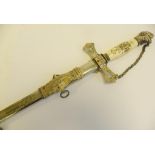 AN AMERICAN EPNS AND NICKEL PLATED MASONIC SWORD AND SCABBARD BY M C LILLEY & CO, COLUMBUS OHIO WITH