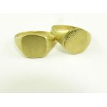 TWO 9CT GOLD SIGNET RINGS, 12G