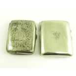 TWO GEORGE V SILVER CIGARETTE CASES, BOTH BIRMINGHAM, 1916 AND 1920, 5OZS