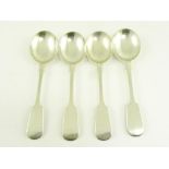 A SET OF FOUR VICTORIAN SILVER SOUP SPOONS, FIDDLE PATTERN, LONDON 1894, 8OZS 10DWTS