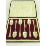 A SET OF SIX EDWARD VIII SILVER COFFEE SPOONS, BIRMINGHAM 1936, CASED, 2OZS