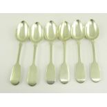 A SET OF SIX VICTORIAN SILVER DESSERT SPOONS, FIDDLE PATTERN, LONDON 1848, 7OZS 10DWTS