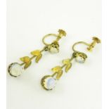 A PAIR OF OPAL EARRINGS IN GOLD, MARKED 9CT, 2G