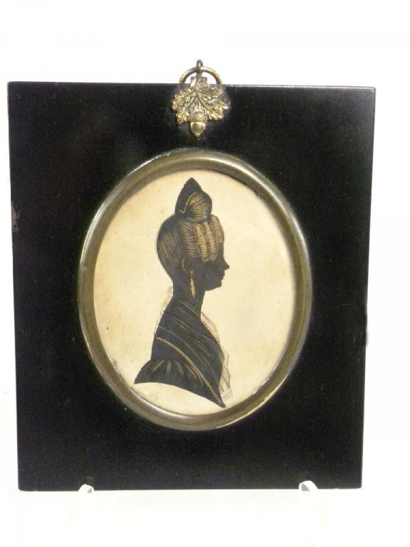 A SILHOUETTE OF A LADY AND TWO PORTRAIT MINIATURES - Image 2 of 3