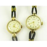 TWO 9CT GOLD LADY'S WRISTWATCHES