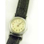 A JAEGER LECOULTRE STAINLESS STEEL BACK-WOUND LADY'S WRISTWATCH