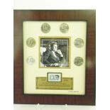 COINS.  UNITED STATES OF AMERICA J.F.K HALF DOLLAR 50TH ANNIVERSARY COLLECTION (ONE SILVER), FRAMED