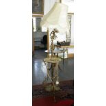 AN ORNATE FIN DE SIECLE CAST BRASS AND ONYX TELESCOPIC STANDARD OIL LAMP, CIRCA 1900, ADAPTED