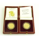 GOLD COINS.  UNITED KINGDOM PROOF SOVEREIGN, 1984 AND 1985, BOTH CASED