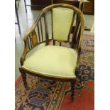 AN EDWARDIAN MAHOGANY AND INLAID BERGERE