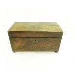 A VICTORIAN ROSEWOOD TEA CADDY WITH FITTED INTERIOR AND THREE FANS, 19TH CENTURY