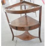 A GEORGE III MAHOGANY CORNER WASHSTAND AND AN ANTIQUE STYLE MAHOGANY WALL HANGING CABINET