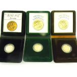 GOLD COINS.  UNITED KINGDOM PROOF SOVEREIGN, 1980, 1981 AND 1982, ALL CASED