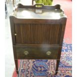 A GEORGE IV MAHOGANY TRAY TOP COMMODE WITH TAMBOUR SHUTTER, ALTERED