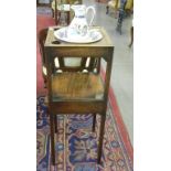 A GEORGE III MAHOGANY SQUARE WASHSTAND, WITH A 19TH CENTURY STONE CHINA CHAMBER JUG AND BASIN