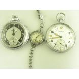A HELVETIA MILITARY ISSUE STAINLESS STEEL KEYLESS LEVER WATCH, BACK MARKED GS/TP P61833 AND ARROW