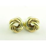 A PAIR OF 9CT THREE COLOUR GOLD KNOT EARRINGS, 5.1G