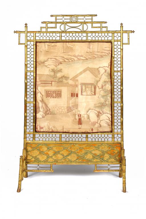 A 19TH CENTURY CHINESE BAMBOO AND RATTAN FIRESCREEN