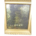 19TH CENTURY SCHOOL - FIGURES IN A WOOD, INDISTINCTLY INSCRIBED VERSO, OIL ON PANEL