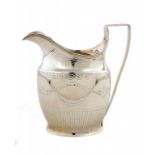 A GEORGE III SILVER BRIGHT CUT OVAL CREAM JUG 11.5cm h, maker A-, probably Andrew Fogelberg,